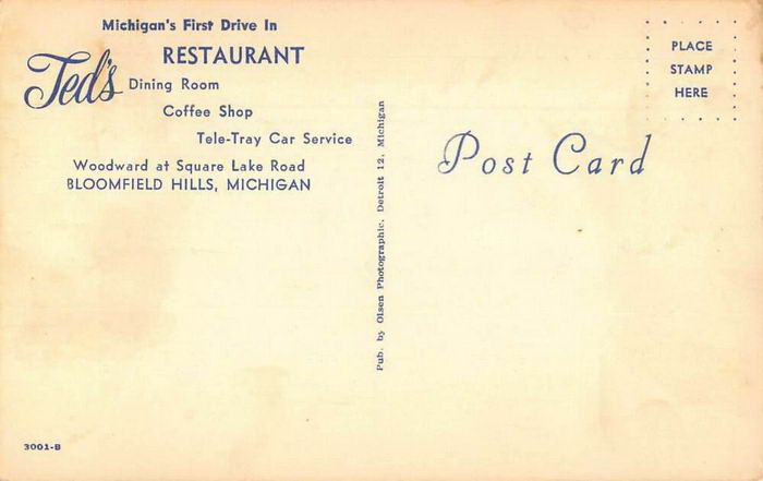 Teds Drive-In (Teds Trailer) - Old Postcard